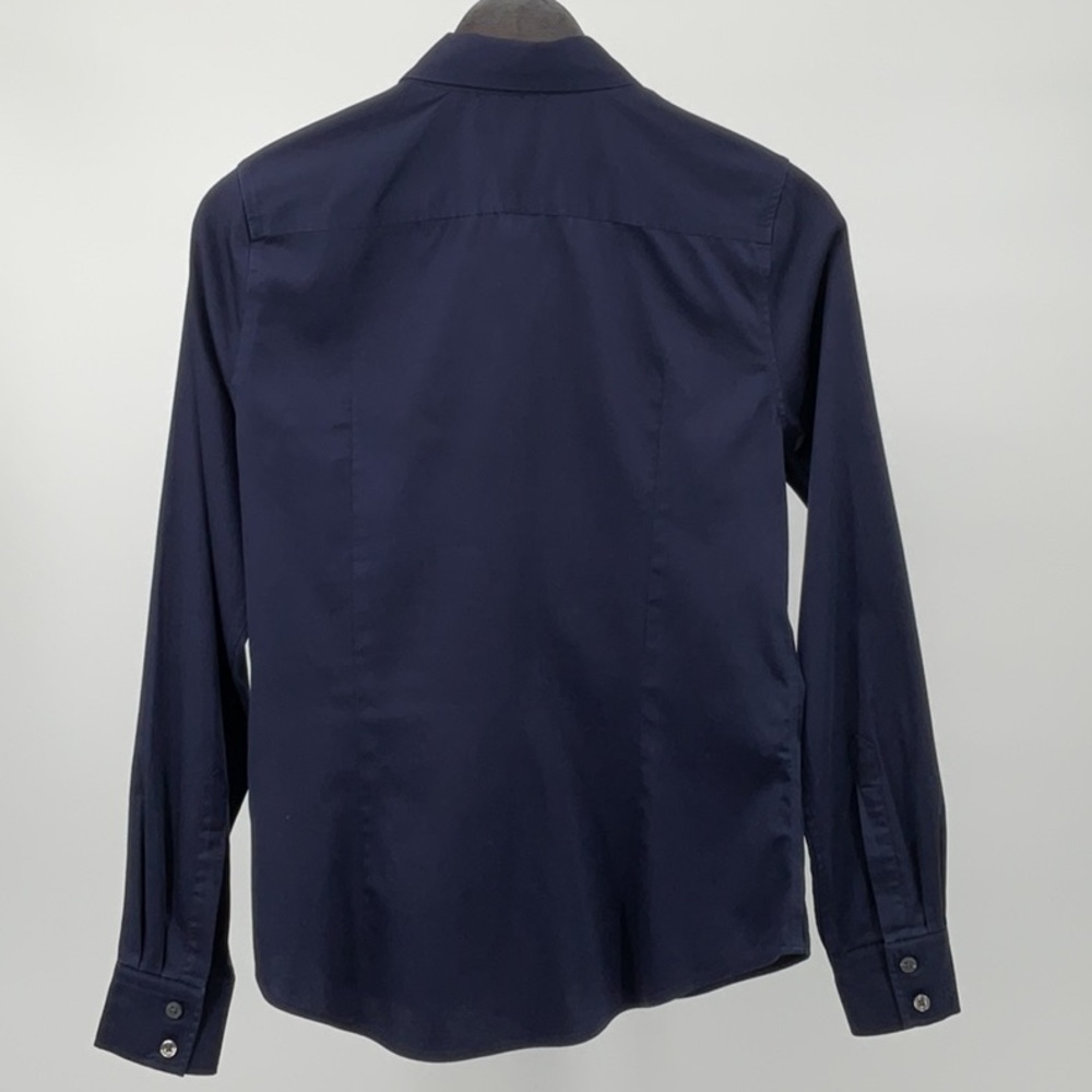 Banana Republic Button Front Shirt Navy Size 8 Stretch Cotton Tailored Fit - Picture 6 of 12